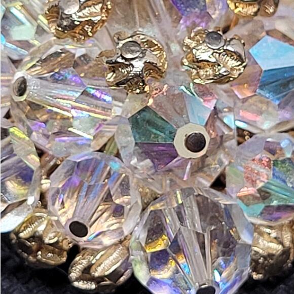 RetroGlam Vendome Aurora Borealis Crystal Flower Pin White Vintage Chic Luxe - Picture 5 of 10